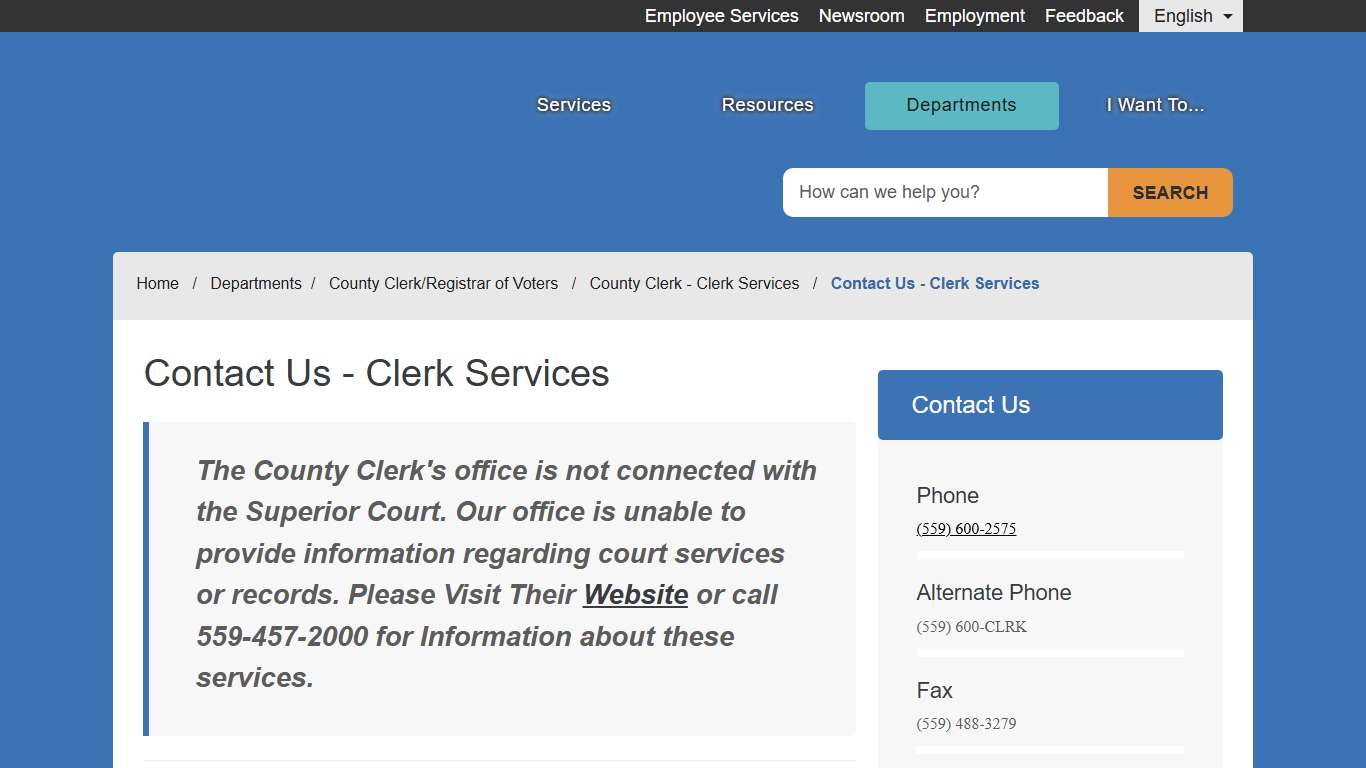 Contact Us - Clerk Services - County of Fresno